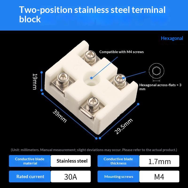High Temperatures Ceramic Wire Connector 30A 800℃ Heat Resistant Terminals Block For Industrial Equipment Wiring