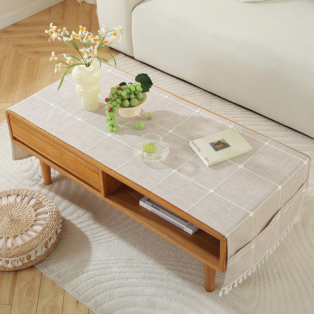 

Waterproof and Dustproof Tablecloth Thickened Jacquard Coffee Table Cover TV Cabinet Refrigerator Storage Pocket Cover Cloth Decoration 45*95cm
