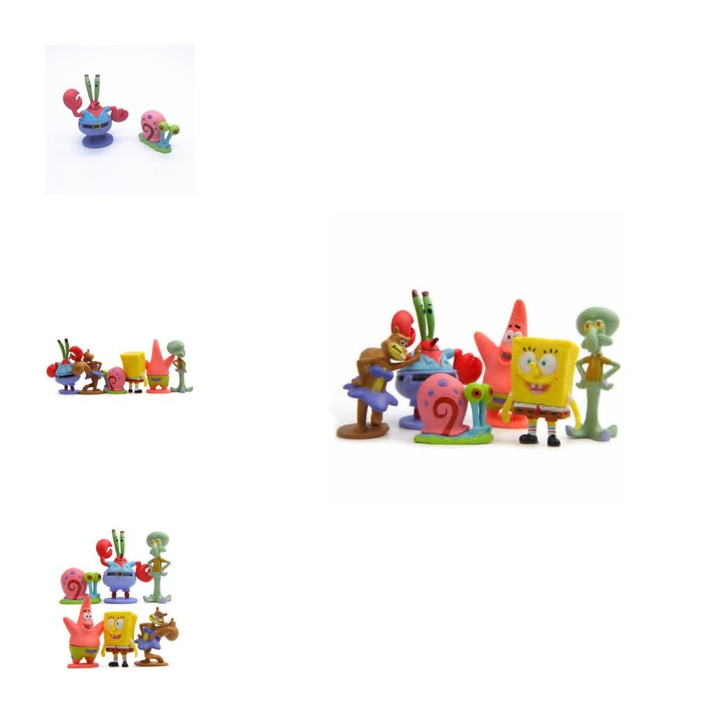 6pcs Set Spongebob Squarepants Figures Featuring Patrick Star And Squidward For Kids' Cake Toppers