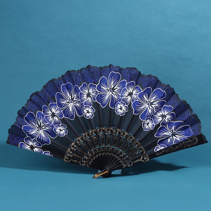 Chinese Style Silk Fabric Fan Folding Fan Wedding Fan Art Gifts Dance Hand Fan Vintage Folding Flower Fan Ancient Hanfu Fan