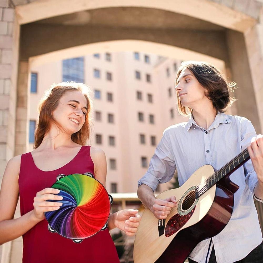 8/10-Inch Hand Held Drum Double Row Children's Drum Durable Tambourine  Party Church