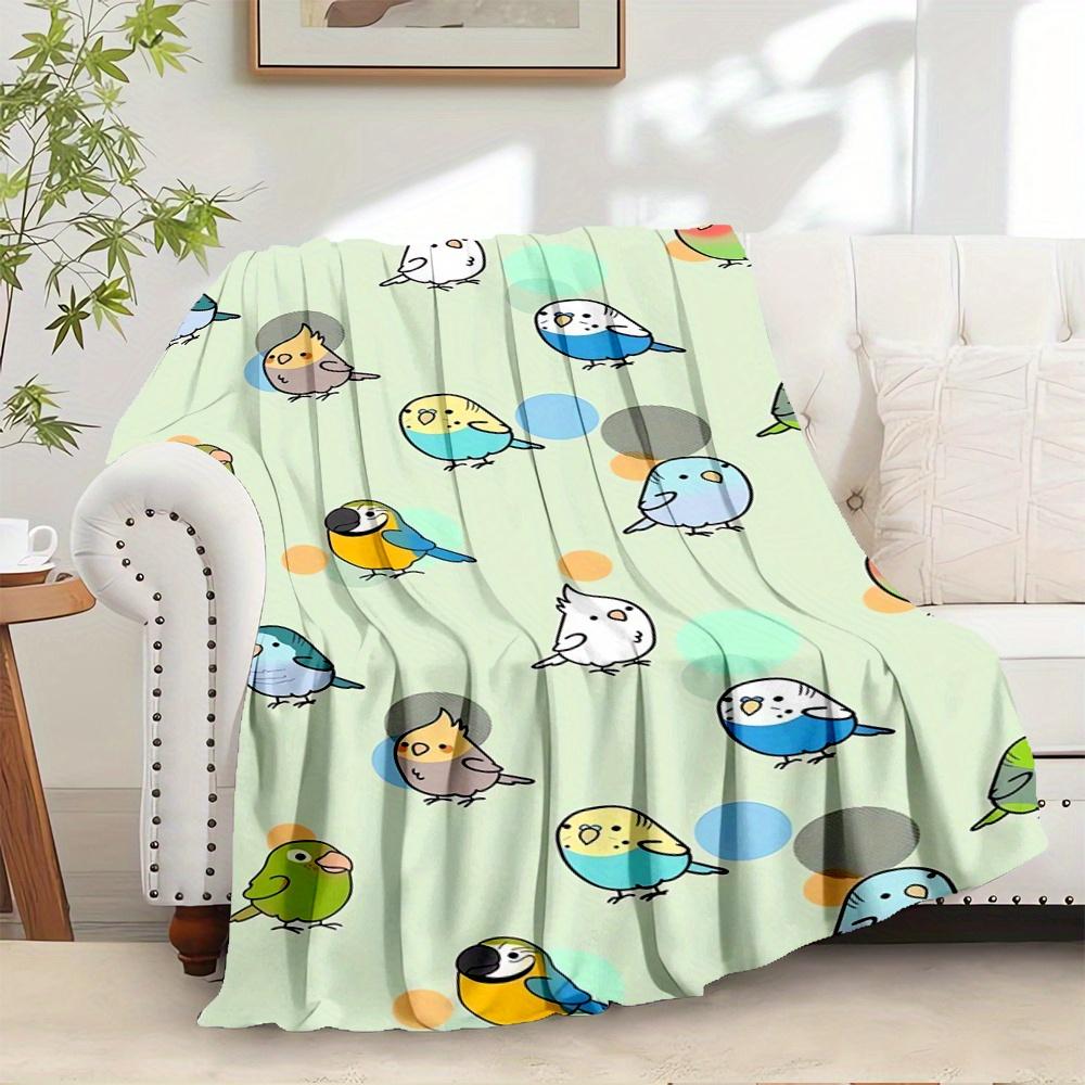 1pc Parrot,Bird,CartoonDigital Print Fleece Blanket - Contemporary Style, Suitable for All Seasons, Perfect for Home, Travel, or Camping - M