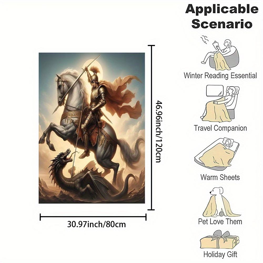 Cozy Flannel Throw Blanket with Epic Dragon Battle Print - Soft, Reversible, All-Season Comfort for Couch, Bed, Office, and Trav