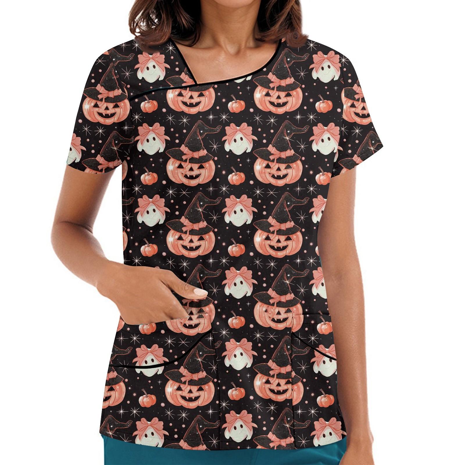 

Женская рабочая одежда с принтом, покатый воротник и двухслойные карманы, базовый верхний пуловер L