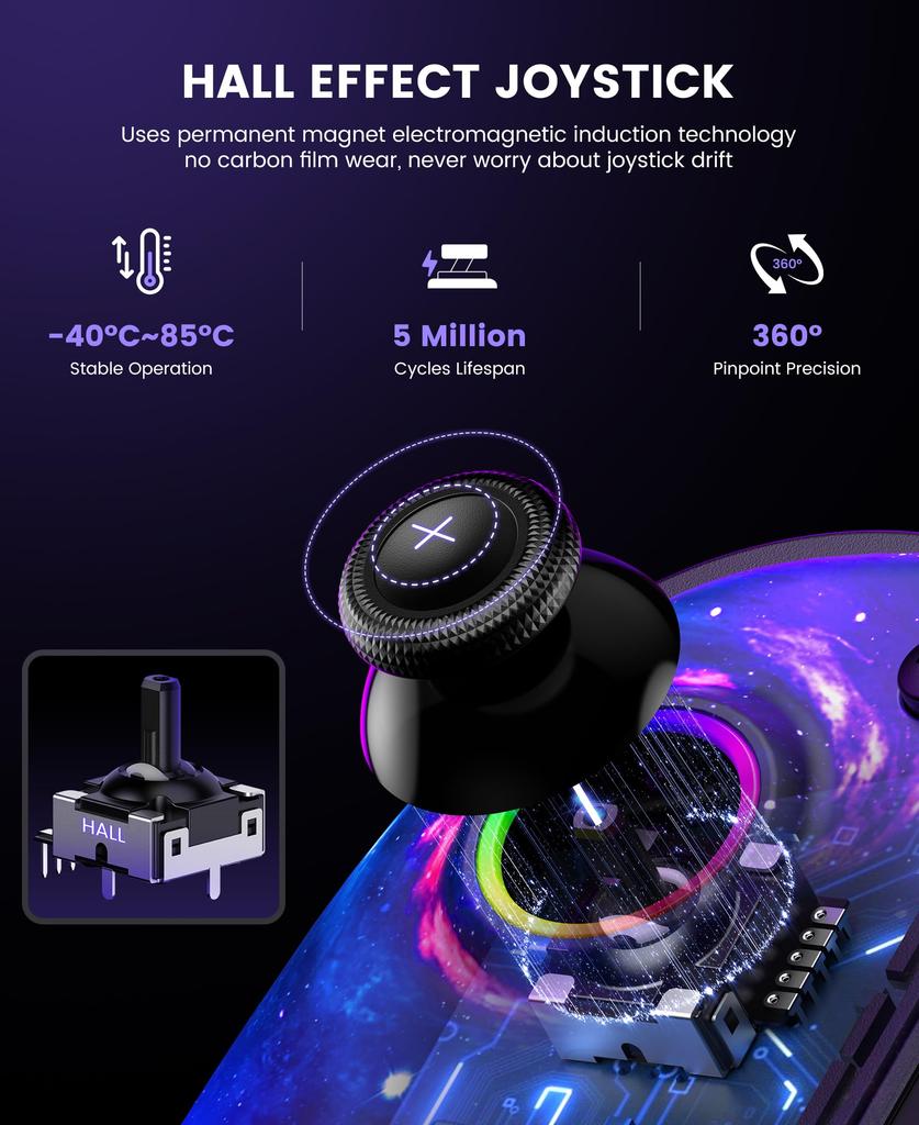 Switch 2 Controller with RGB Macro Handheld Grip Controller Program Gyro Turbo 1000mAh High compatible with Switch [Upgraded Version] Lights,