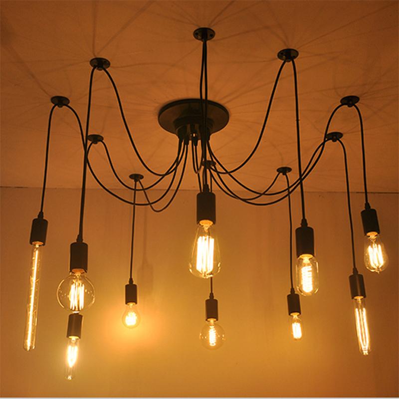 Retro Chandelier White E27 Attic Living Room Edison DIY Adjustable Hanging Light Decoration Pendant Lamp Ceiling Light Bedroom