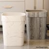 Large Capacity Faux Marble Pattern Trash Can for Office, Home, Hotel, Bathroom, & Living Room - Chinese Style