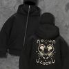 Men's Black Zipper Hooded Sweatshirt with Spider Personalized Print, Fashionable and Trendy Full Zipper Sweatshirt Jacket, Double Hat Design