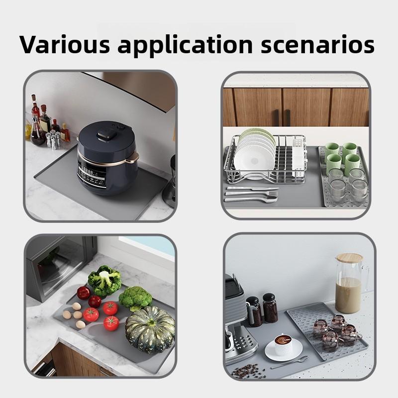 Kitchen Multifunctional Silicone Coaster Non-Slip Heat Resistant Mat Household Coffee Cup Tray Draining Protection Table Mat