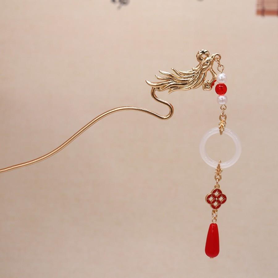 Dragon And Phoenix Step Shaking Tassel Hairpin Antique Sauvignon Blanc Hanfu Hairpin Horse Face Skirt Xiuhe Clothing Accessories