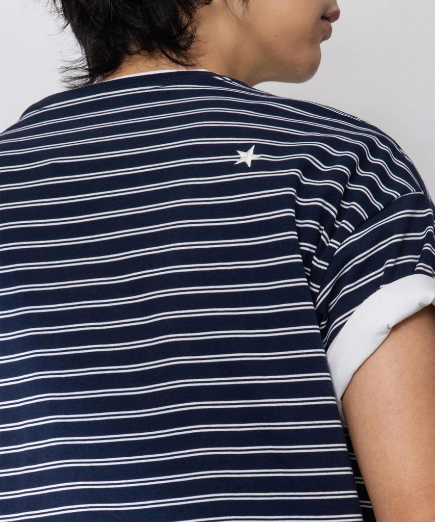 Keonbeoseu Striped Logo Loose Fit T-Shirt Obsidian Ucj690-695