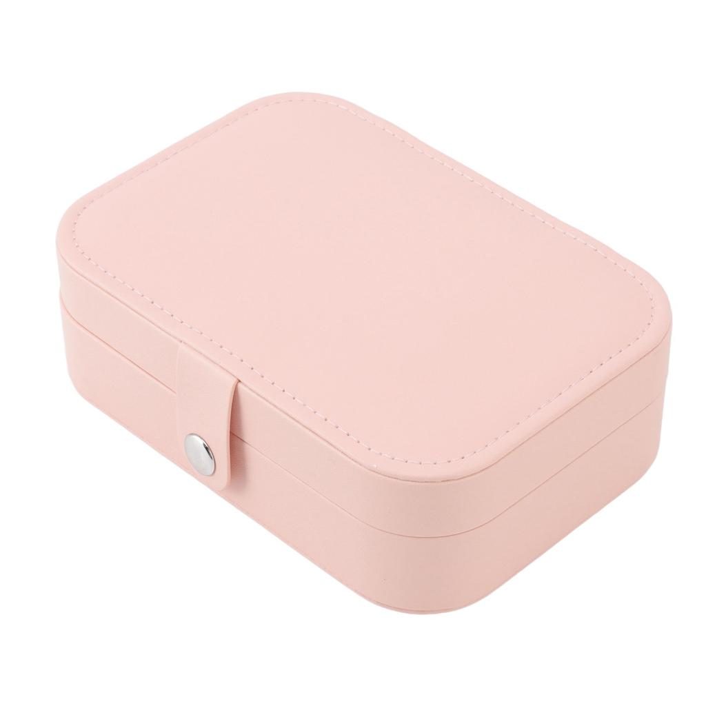 Jewelry Case Portable Beautiful Pink Necklace Ring Ear Stud Storage Box Adjustment Leather Travel
