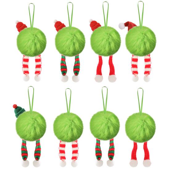 6Pcs Christmas Tree Pendant Striking Design Furry Christmas Furry Ball Decoration Hanging Ornament Seasonal Home Accents