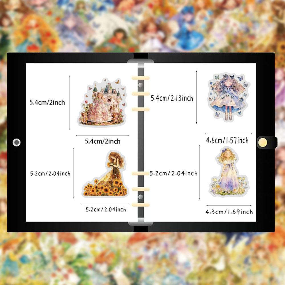 50 Fairy Tale Princess PET Transparent Stickers for Water Bottles, Phones, and Computers
