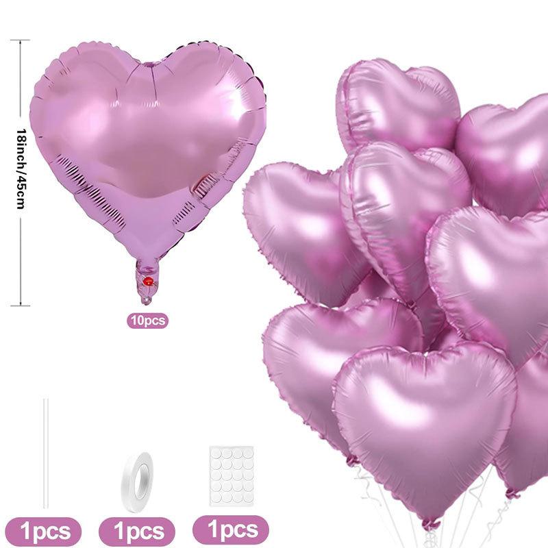 10Pcs 18 Inches Large Foil Red Heart Shaped Balloons For Valentine'S Day Wedding Shower Anniversary Engagement Decoration