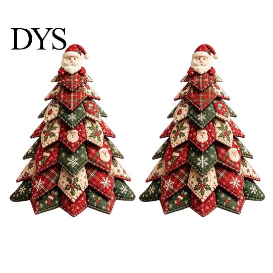 Easy Christmas Sewing Patterns DIY Quilted Fabric Tree Craft Kit, Vintage Patchwork Set Decorative Art Projects for Tabletop Decor, Handmade
