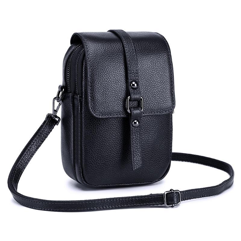 Skew Bag Multi-functional Mini Bag Women's Vertical Double Layer Genuine Leather Mobile Phone Bag