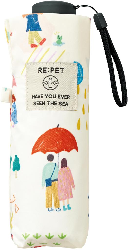 Because Folding Umbrella 50cm Sun and Rain Umbrella UV Cut Ribbed Compact White Little/Pattern D-065603