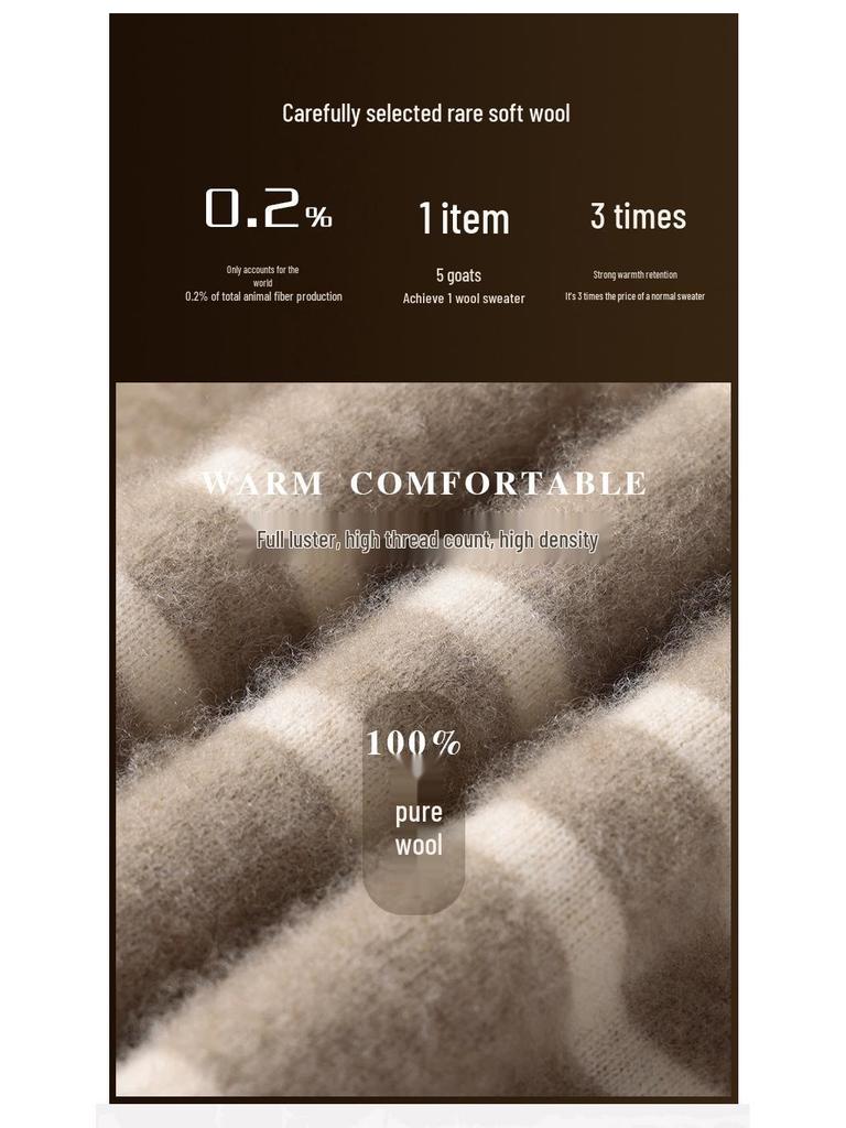 Men's 100% Wool Color Block Stripe Polo Collar Sweater, Autumn/Winter Collection