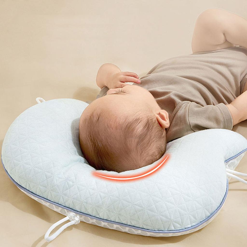 Baby Head Pillow U Shaped Soft Cozy Breathable Infant Neck Pillow with Drawstring for Home Travel Car
