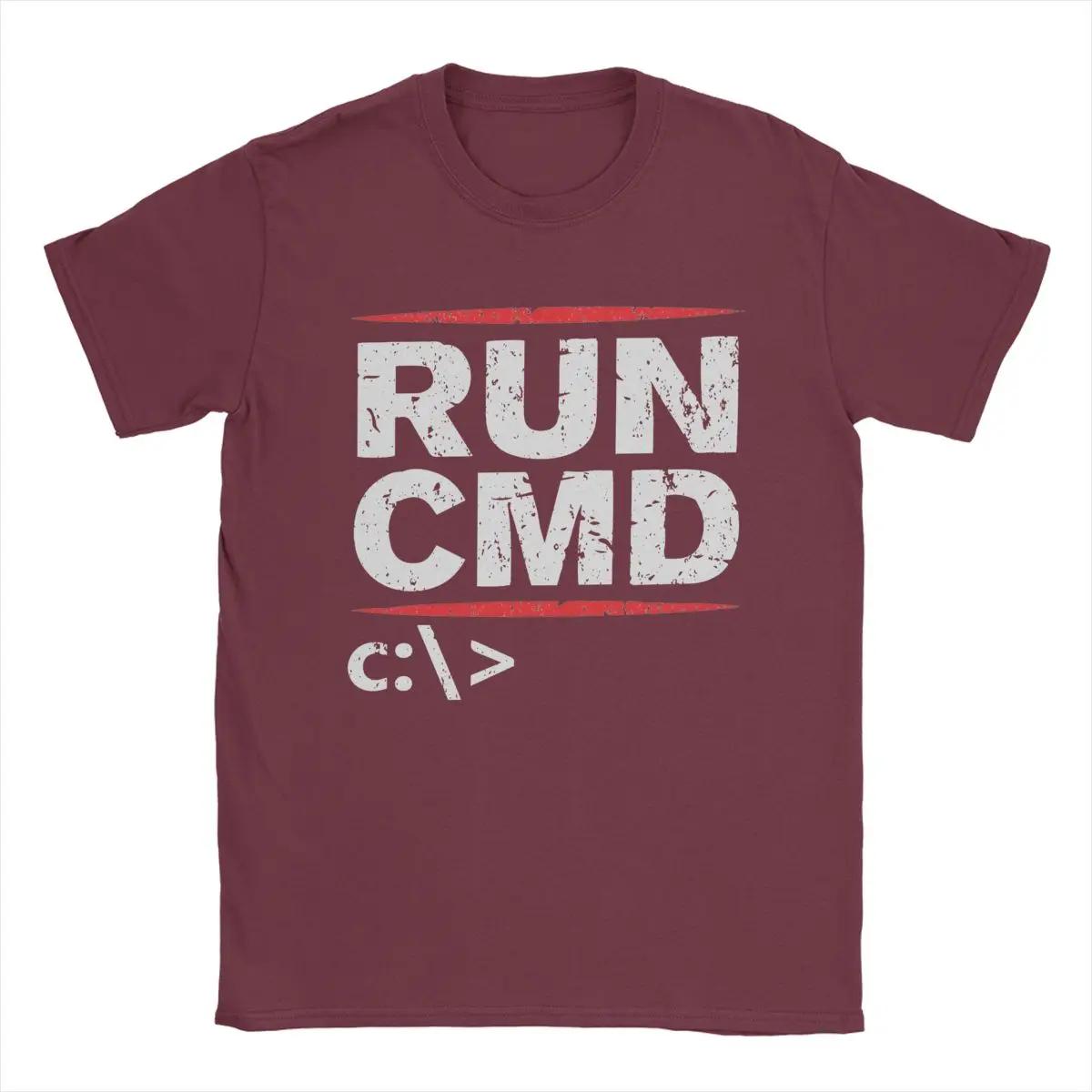 

Чоловічі футболки Run Cmd 100% бавовна Топи Креативні з коротким рукавом Круглий виріз Футболка великого розміру XXXXXL бордовий