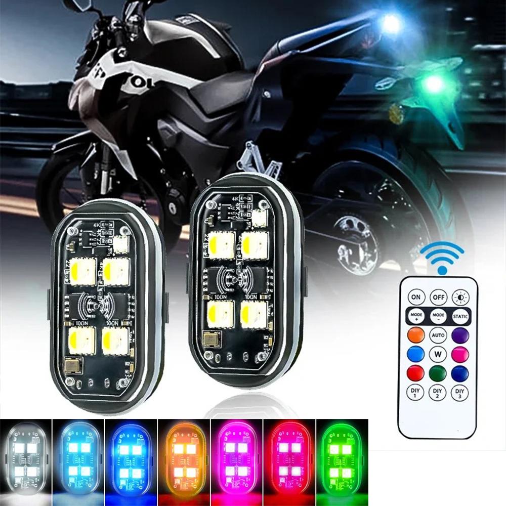 1/2/4/6 adet 7 Renk Uzaktan Kumandalı Çakar Lamba LED Uyarı Lambası Drone Çakar Işığı Motosiklet Arka Lambası Araba Motosiklet Bisiklet RC Drone Flaş için