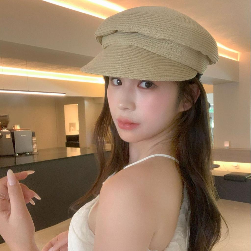 New Summer Casual Sun Protection Bere Baseball Cap Korean Version Straw Woven Wrinkled Newspaper Baby Hat Women's Star Anise Hat Trend