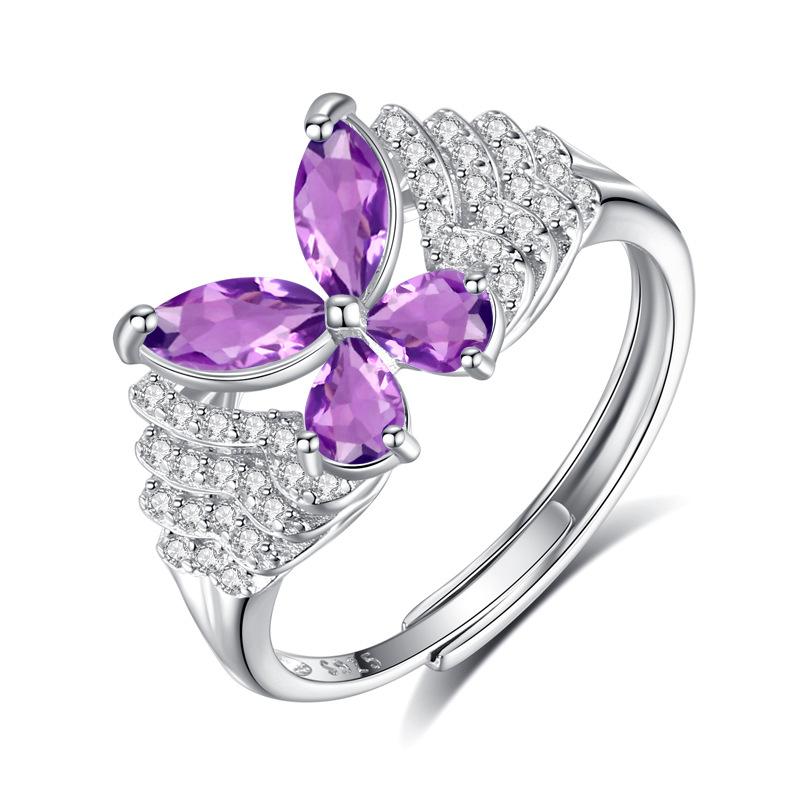 Natural stone s925 sterling silver ring women s adjustable non-fading ring cross-border high-end accessories women s fashion gifts adjustable open ring