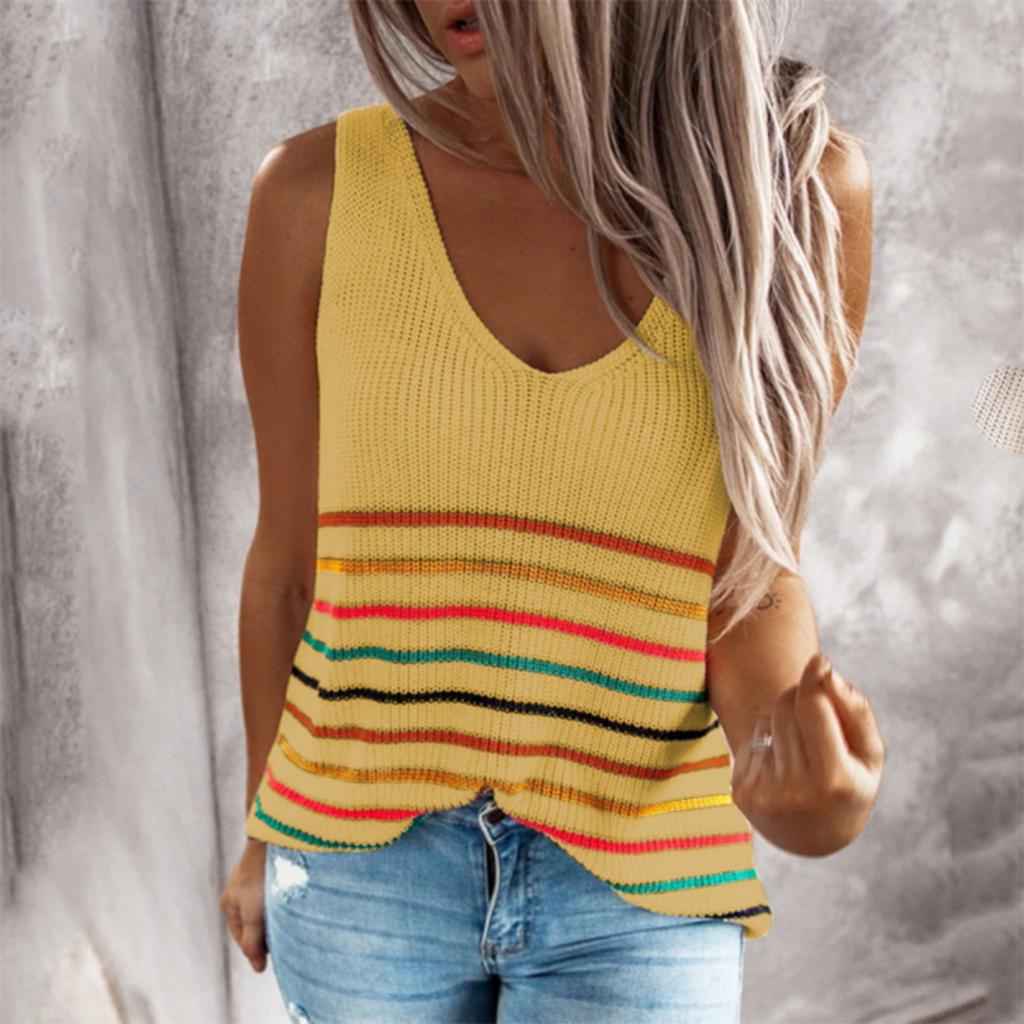 Women's Sweater Knit Vest T-Shirt V-Neck Inner Pullover Top