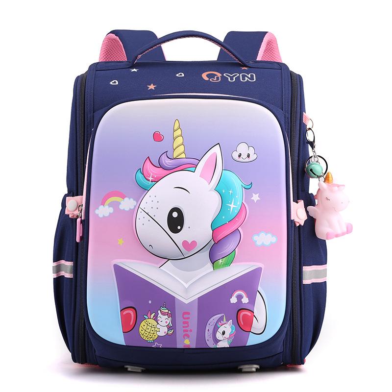 Children's Elementary School Girl Cute Cartoon High End Dragging Burden Reduction Stairs Student Shoulder Lever Schoolbag Six Rounds