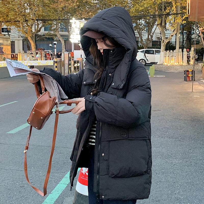 Down Cotton-padded Clothes Women's New Winter Long Cotton-padded Clothes Hooded Warm Loose Bread Clothes Coat Thick