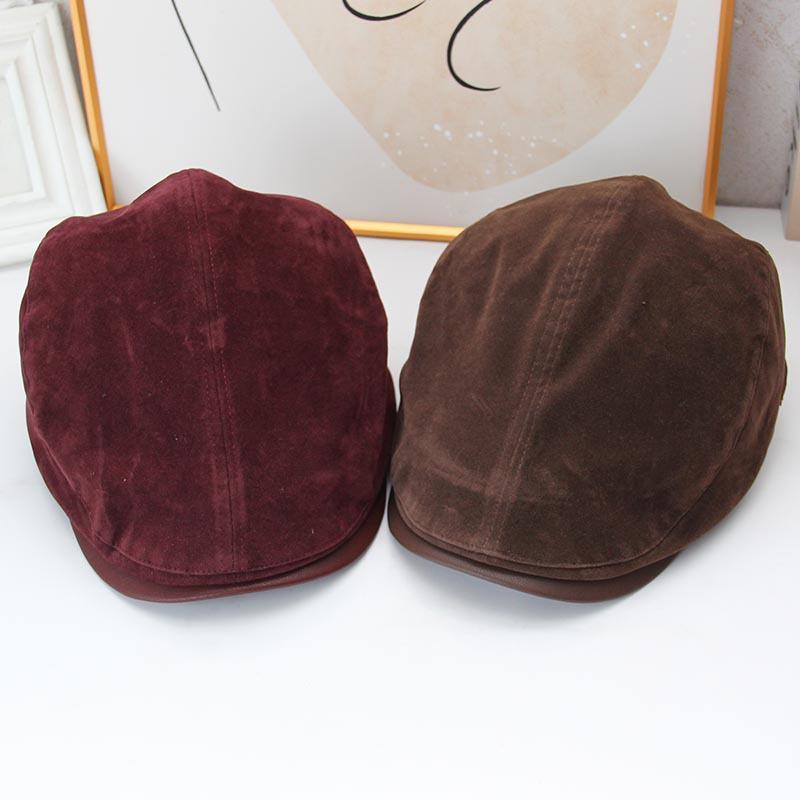 Early autumn new deerskin velvet old money wind retro painter hat women's autumn and winter simple small label showing a small face forward hat