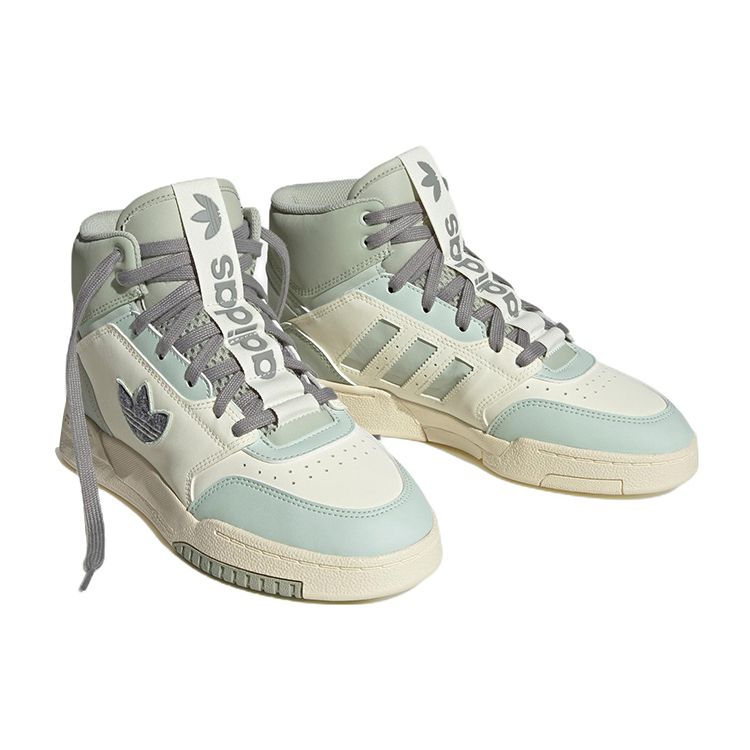 Adidas Originals Drop Step XL Fabric Leather Slip Resistant Durable Lightweight Mid Top Sneakers Men Sneakers White Green HQ6948