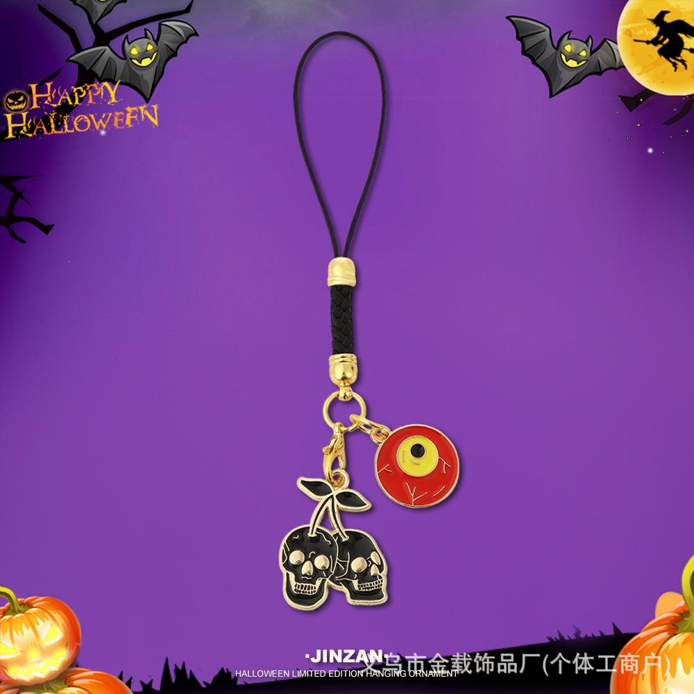 Halloween Skull & Ghost Pumpkin Keychain Ornament