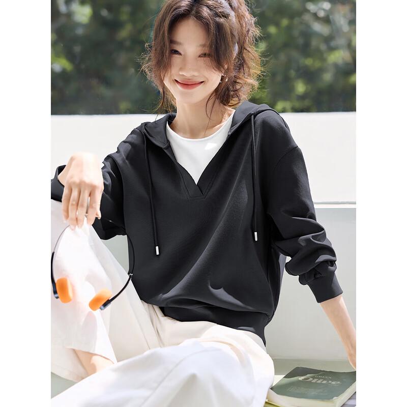 Women's Casual Spliced Striped Hooded Sweatshirt