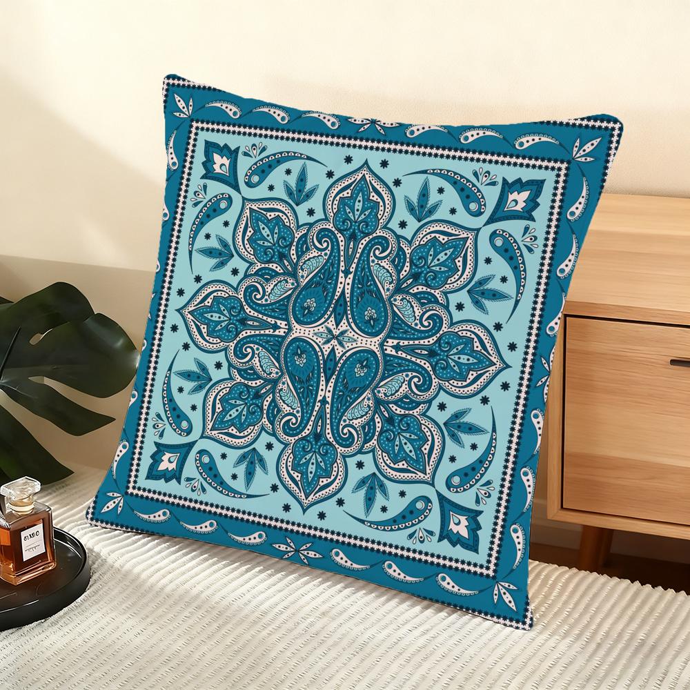 Cushion Cover Silky Short Plush Home Sofa Cushion Cover - Invisible Zipper Home Decoration Dunhuang patterns