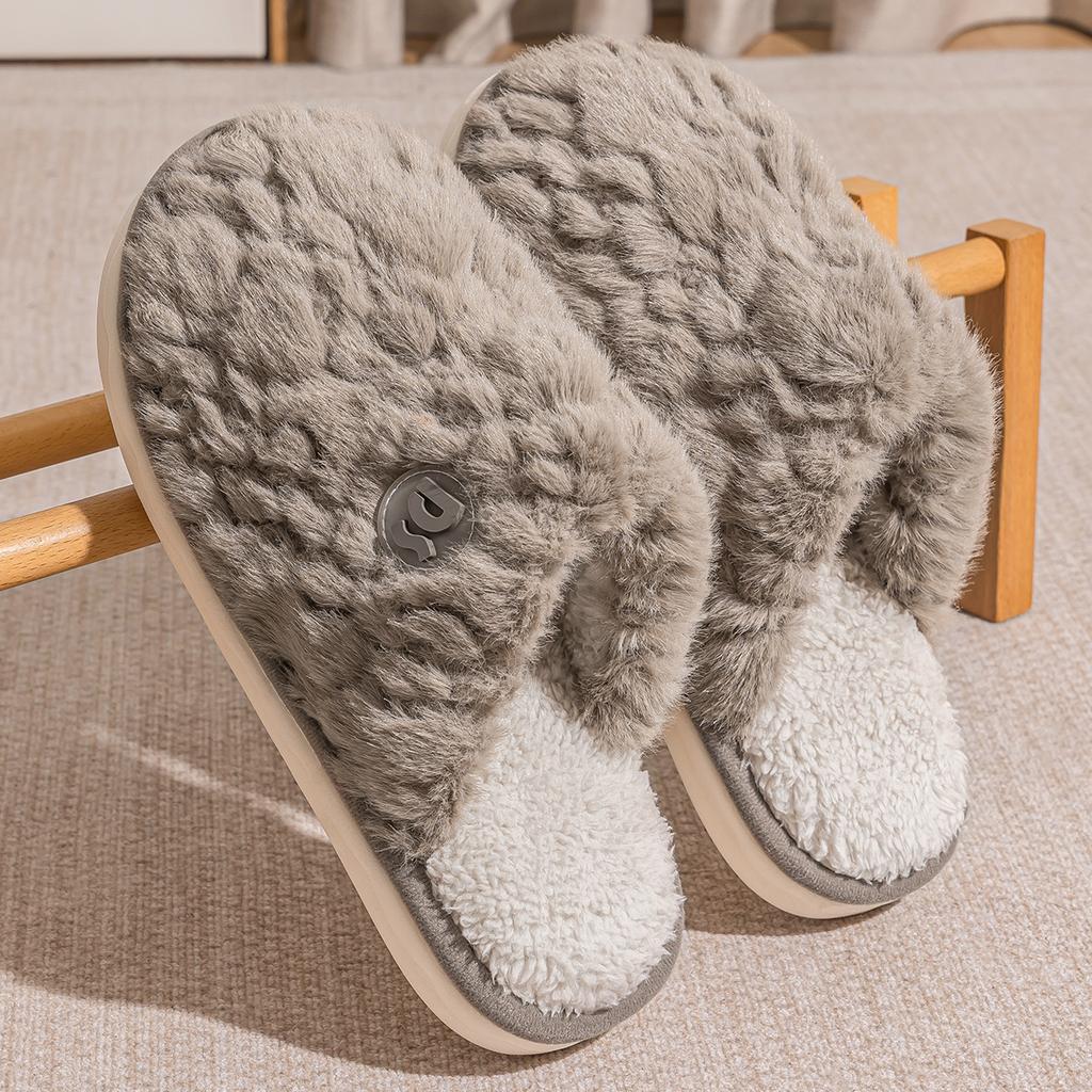 Women Home Slippers Plush Warm Thick Bottom Slides Cute Soft Non-slip Slippers Indoor Outdoor Men Casual Slippers