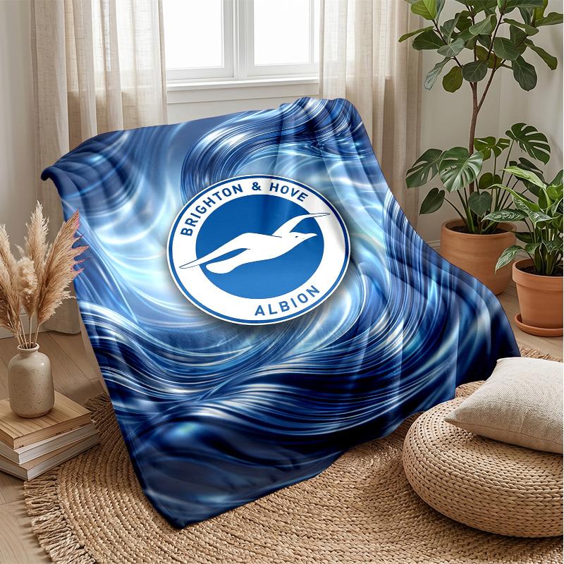 Coperta in Flanella con Stampa Calcio Brighton & Hove Albion, Coperta Morbida Calda Leggera per Divano Letto Campeggio