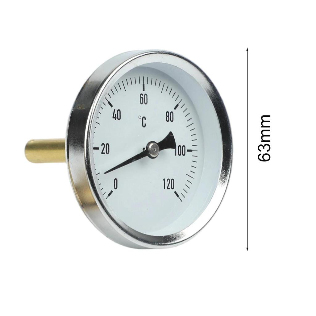 Bimetallic Thermometer 63mm Stainless Steel Case With Sleeve 1/2 Inch For Heating Boiler Temperature Gauge Meter
