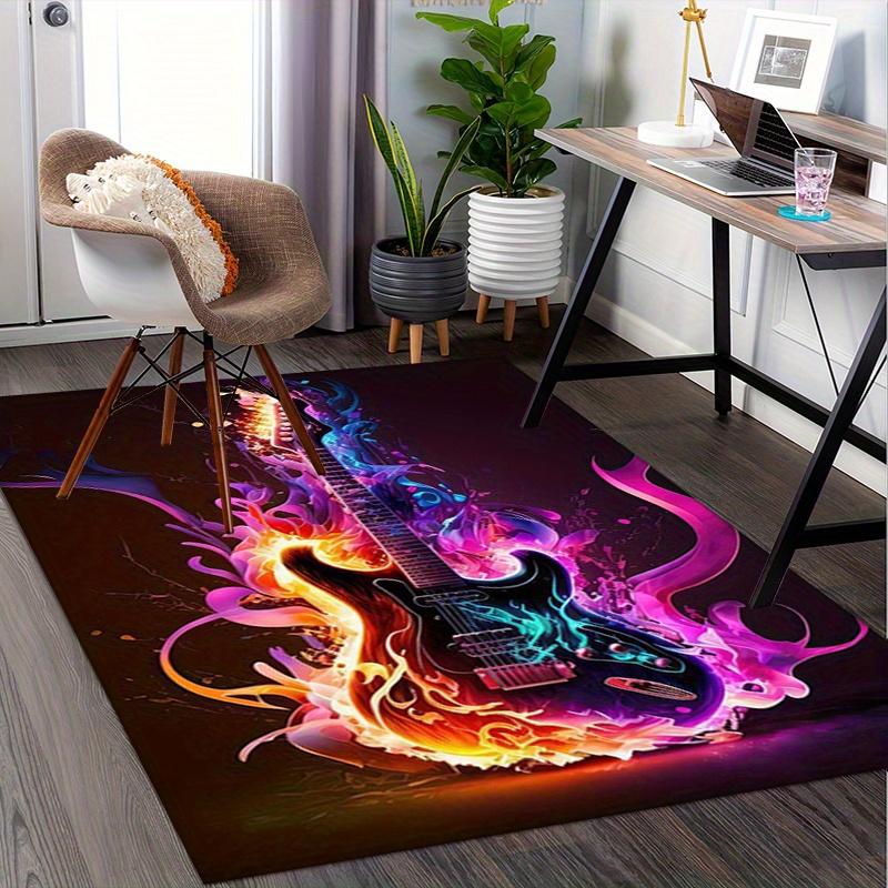 1pc. Colorful Electric Guitar Abstract Art Print Home Decor Rug Office Carpet Chair Mat Outdoor Gift