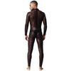 Tuta Holografica Trasparente da Uomo Manica Lunga Full Body Zip Posteriore Catsuit Clubwear