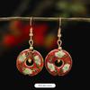 Chinese retro cloisonne enamel earrings female classical temperament simple flower earrings niche design earrings