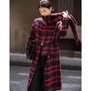 Demana Women's Plaid Double-Sided Wool Blend Winter Coat with Tassel Scarf