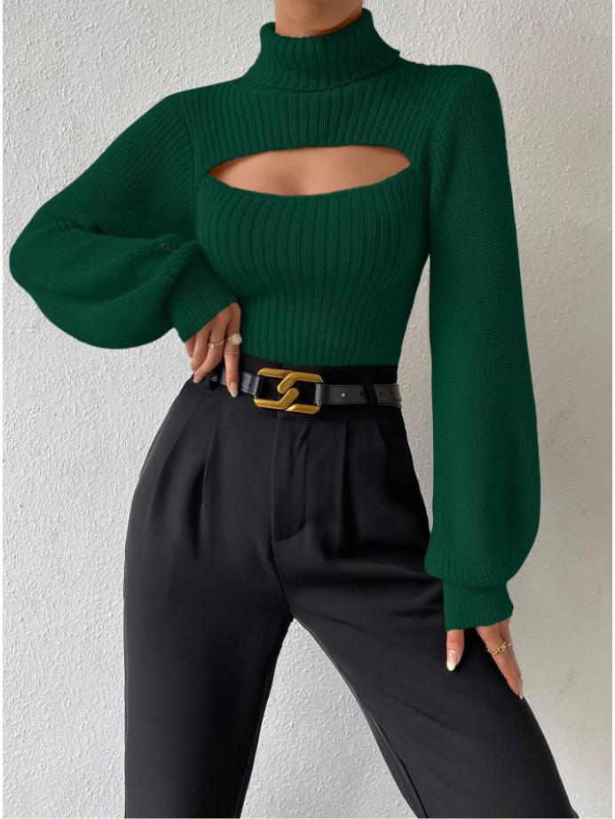 2023 European & American High Neck Sexy Knit Sweater for Women - New Design