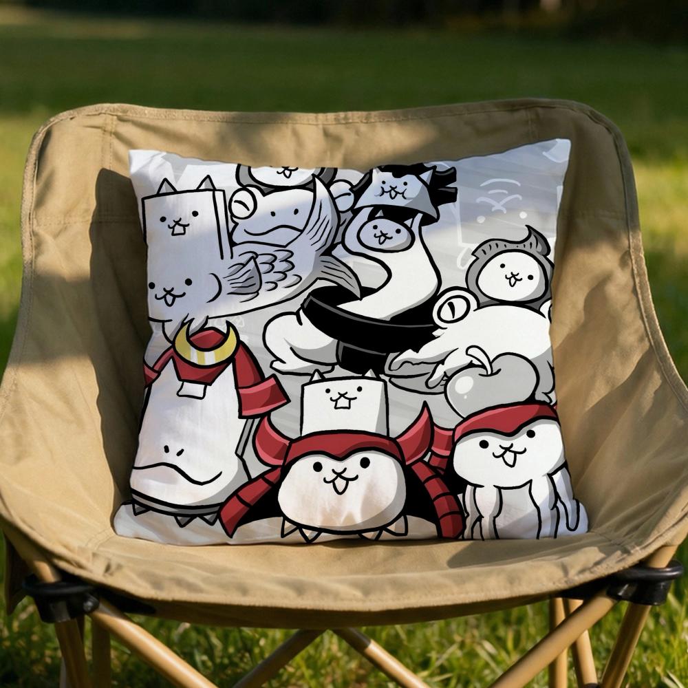 The BBattle Cats Cushion Cover Soft Reversible  Durable Pillow Cover  MultiScene Use for Home  Car Daily Comfort