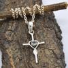 Collana con Ciondolo a Croce in Pietra Preziosa Topazio Azzurro Gioielli in Argento Sterling 925 Per Regalo di Natale
