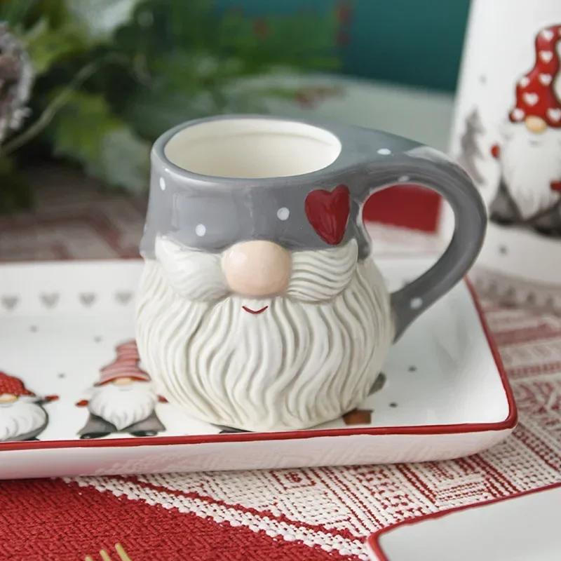 Nordic Santa cutlery set Western ceramic dinner plates Snack plate Creative Christmas gift home tea kettle cup sealed jar