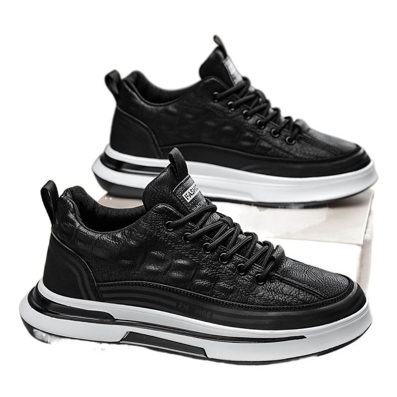 New autumn black sports and leisure leather shoes kitchen labor protection board shoes