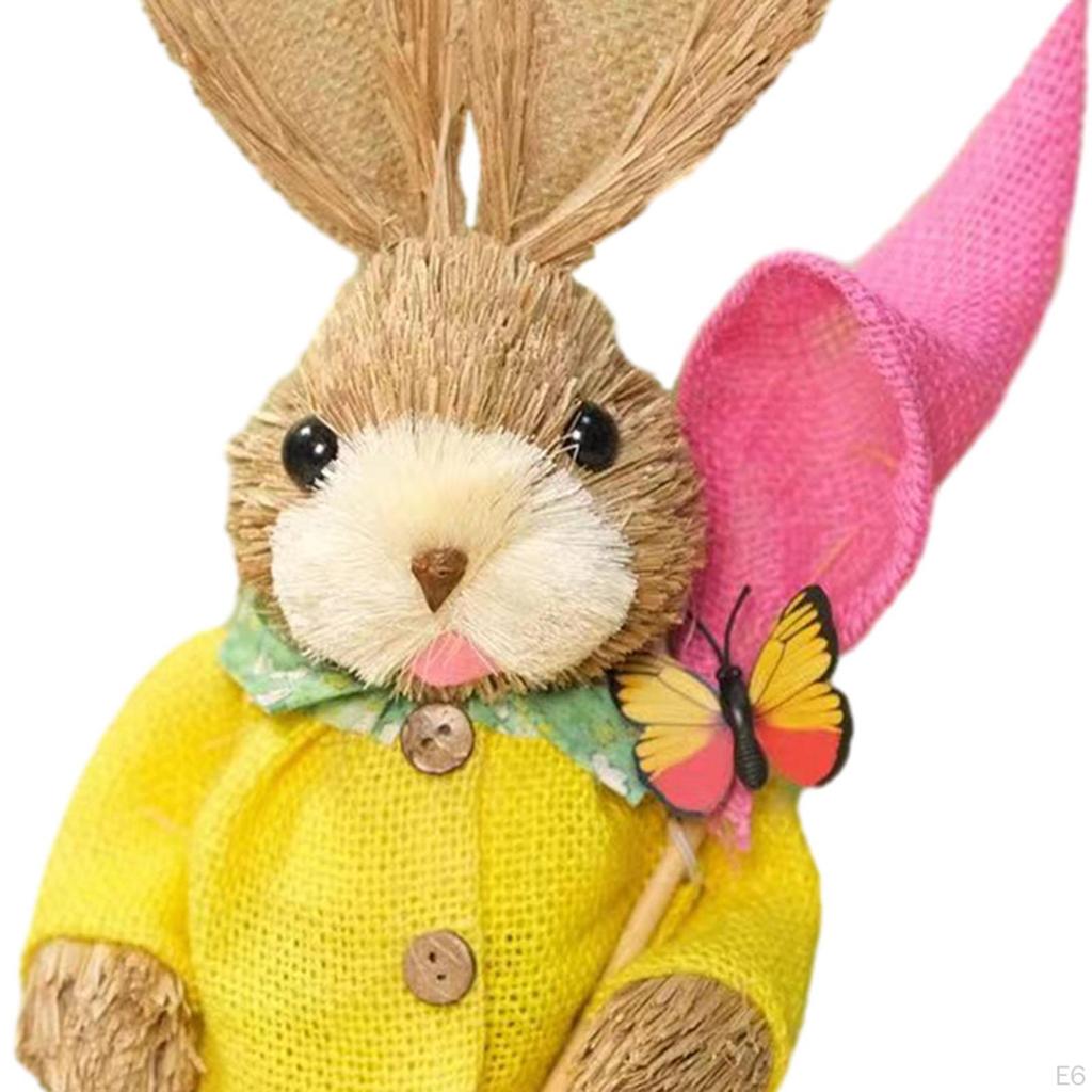 Straw Bunny Figurine DIY Material Pack Cartoon Cute Rabbit Statue for Adults Style A