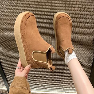 Women's Winter Velvet Thickened Short Cotton Boots, Versatile Outdoor Warm Winter Short Low-heeled Fashion Boots